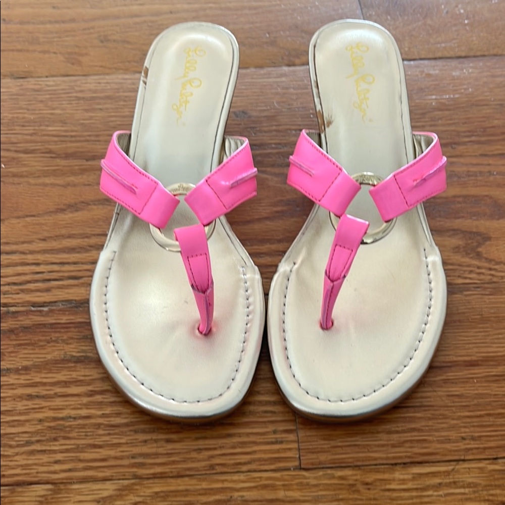 Lilly Pulitzer Pink and Cream Sandals with Bow Detail